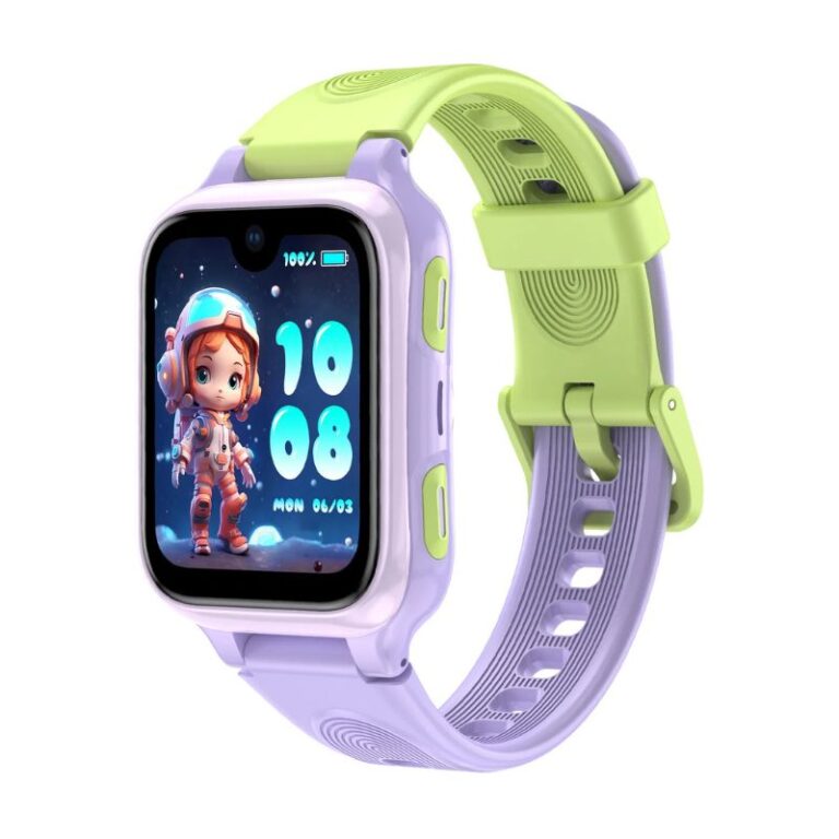 LAGENIO K9 AI 4G Kids Smart Watch in Lavender Purple and Lime Green with Astronaut Display