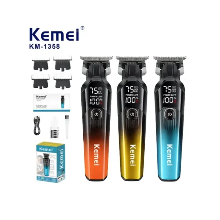 Kemei KM-1358 Hair & Beard Trimmer | 7500 RPM & LED Display