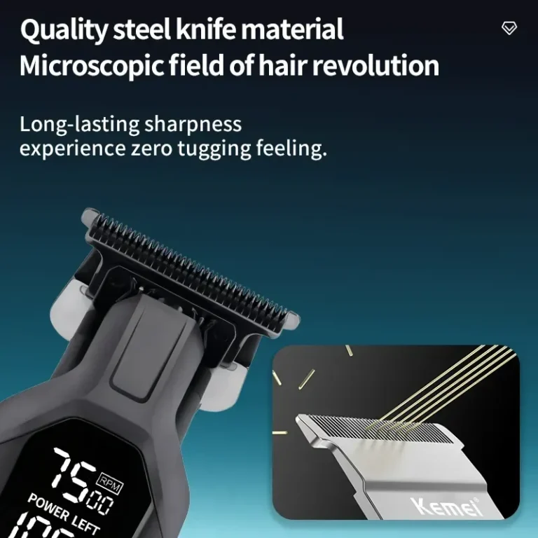 Kemei KM-1358 Hair & Beard Trimmer | 7500 RPM & LED Display